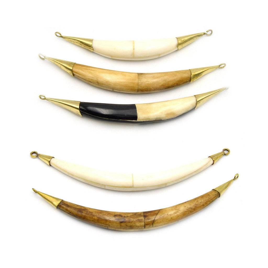 Curved Crescent Pendant | Ox Bone Double Bail Focal Pendant