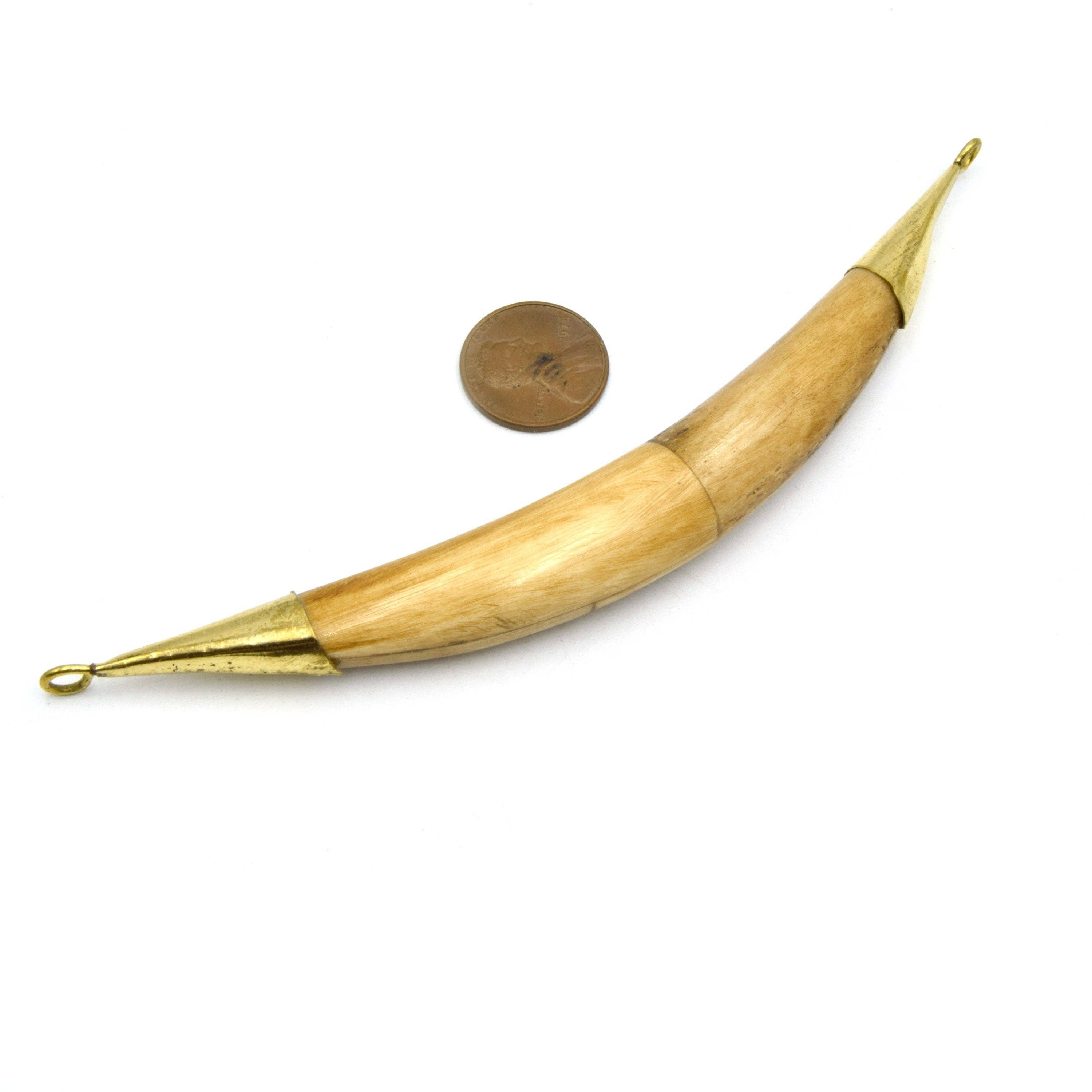 Curved Crescent Pendant | Ox Bone Double Bail Focal Pendant