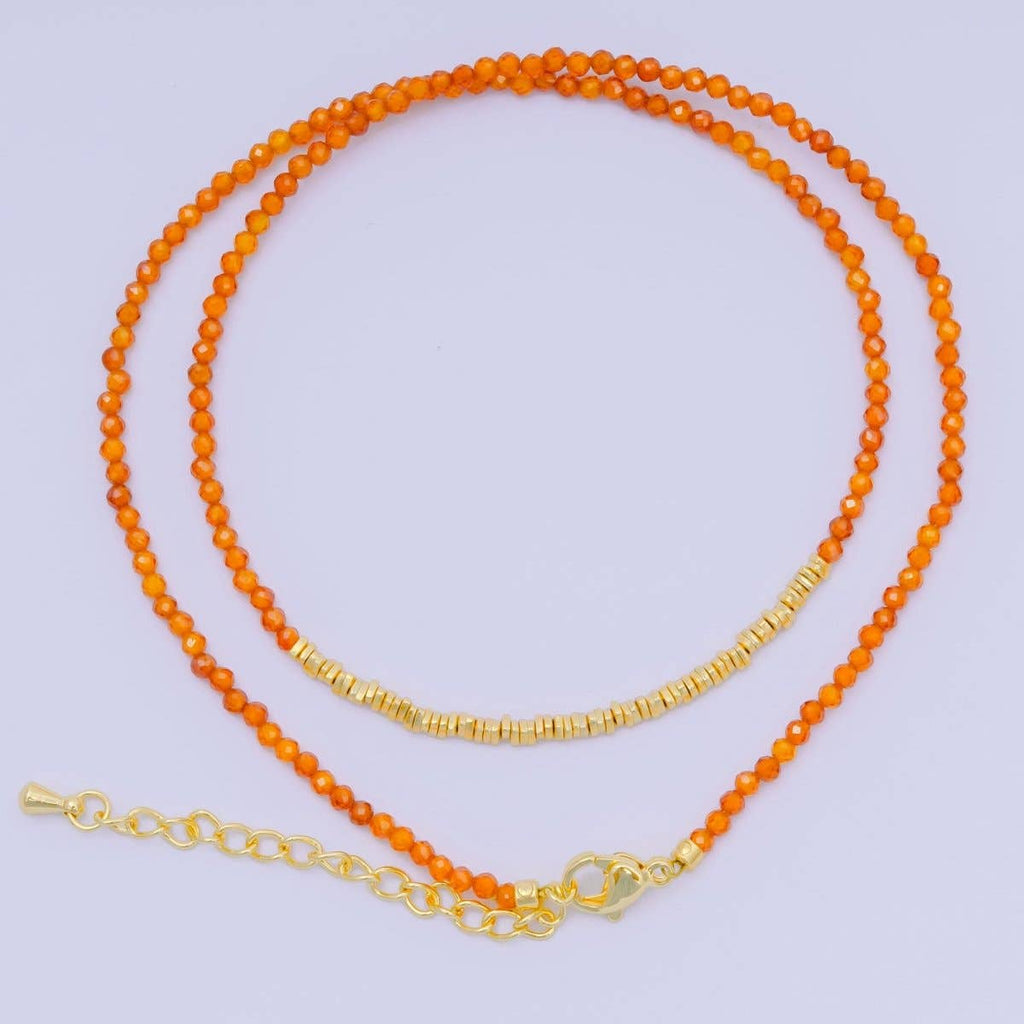 24K Gold Filled Colorful Gemstone Bead Necklace 16.92 Inch with Extender | WA-3626 - WA-3648