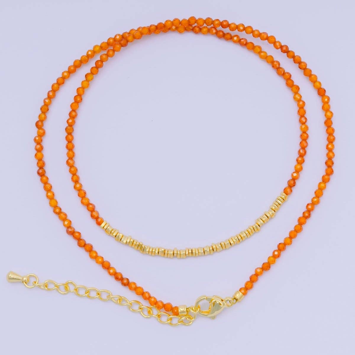 24K Gold Filled Colorful Gemstone Bead Necklace 16.92 Inch with Extender | WA-3626 - WA-3648