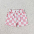 Baby Girls Pink Checkered Pocket Summer Bottoms Shorts