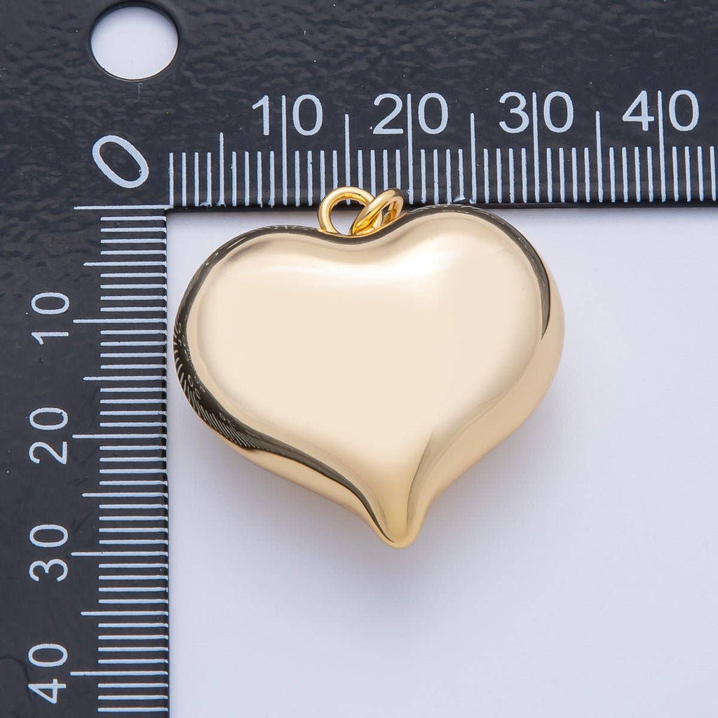 18K Gold Filled 30mm Minimalist Chubby Heart 3D Multidimensional Charm | AK123