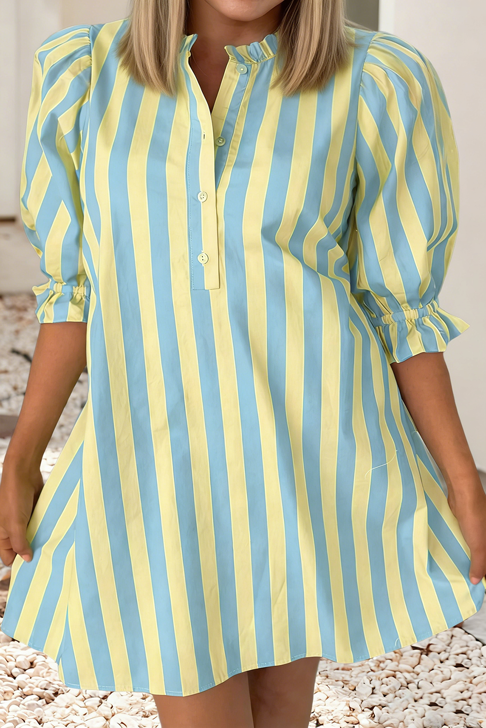 LDC Striped Short Sleeve Pocket Short Dress | S-4X