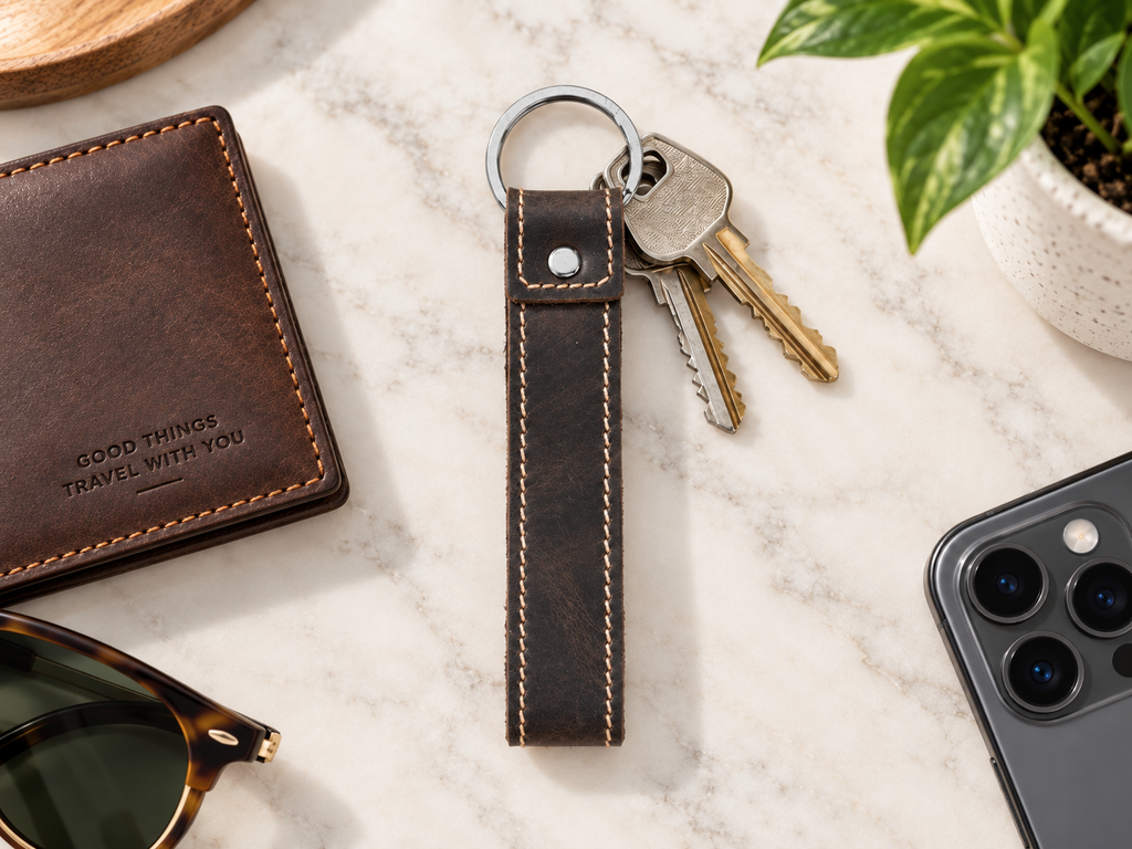 Genuine Leather Keychain, Keychain RIng, Handmade Key Tag