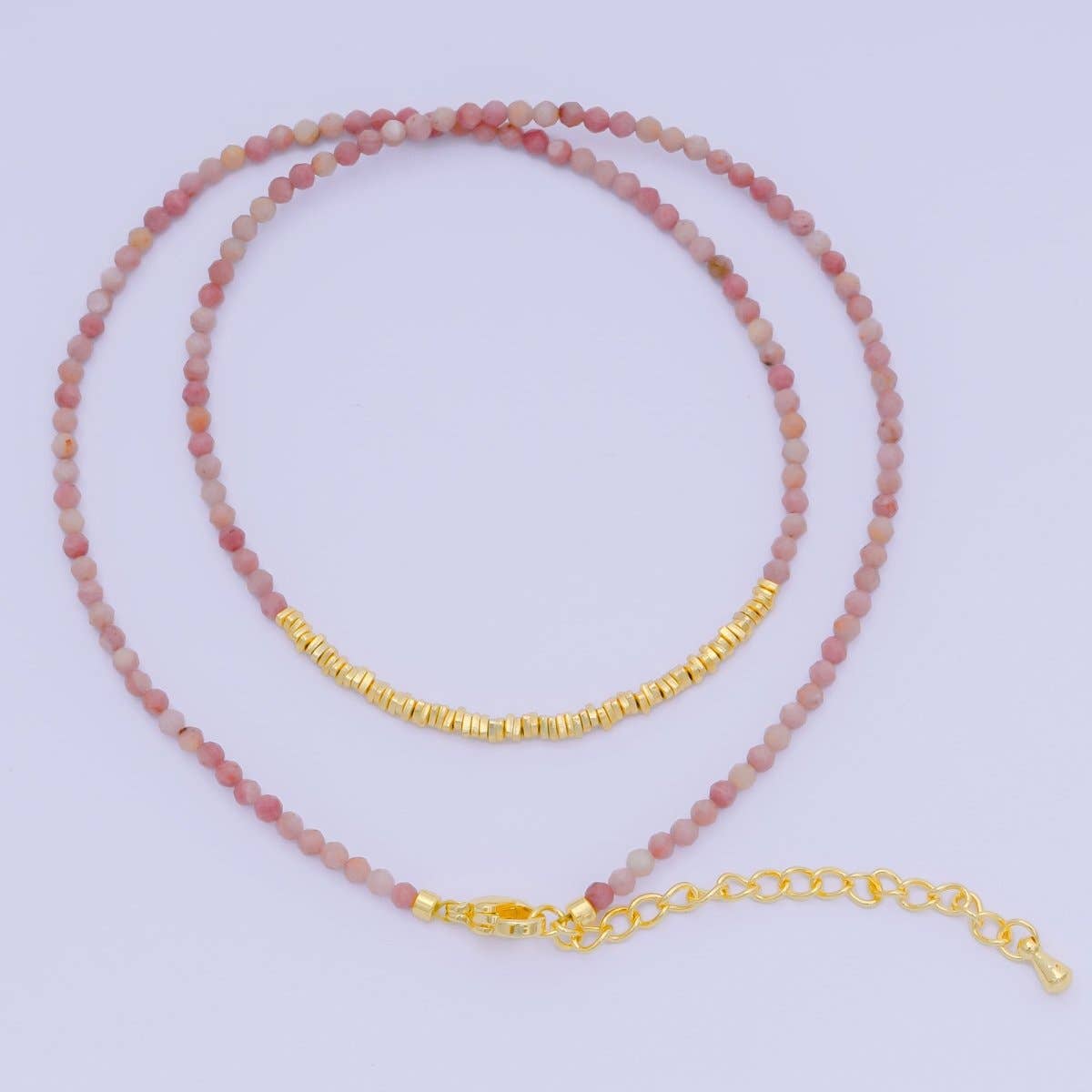 24K Gold Filled Colorful Gemstone Bead Necklace 16.92 Inch with Extender | WA-3626 - WA-3648