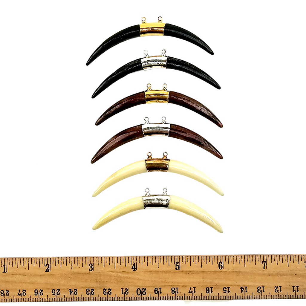 Horn Pendant Bone 3 inch Double You Choose Color and Finish