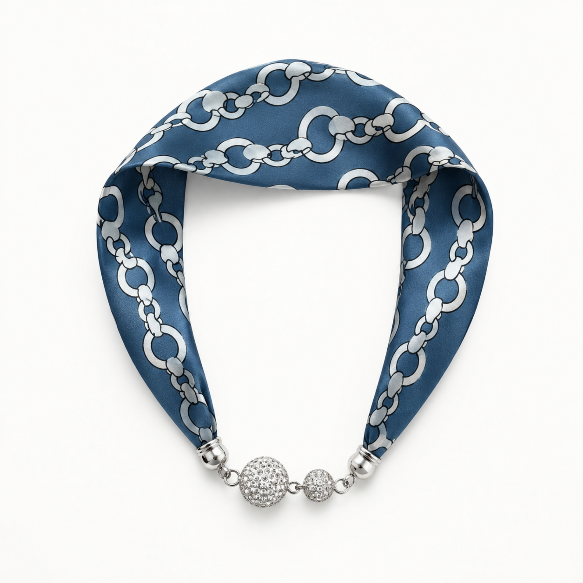 Ellison+Young Satin Twilly Scarf Necklace with Jeweled Magnetic Clasp