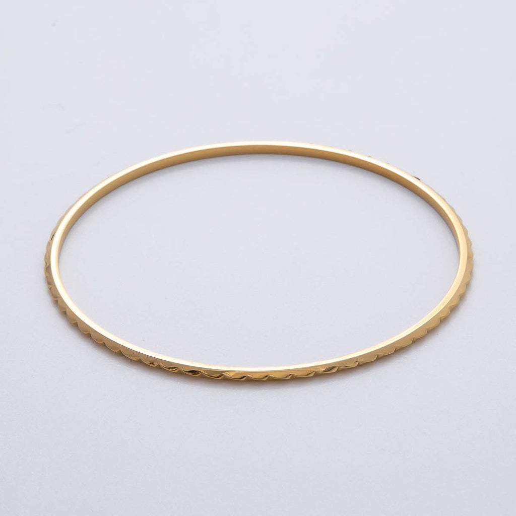 18K Gold Filled 2mm Thin Edged Geometric Bangle Bracelet | WA-1462