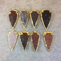 Mixed Jasper Arrowhead Pendant – Electroplated