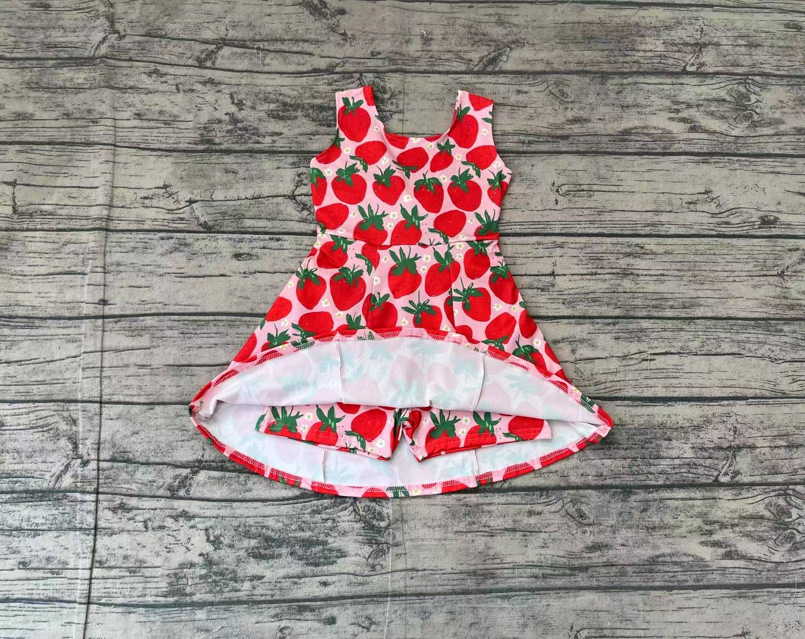 Baby Girls Red Strawberry Sleeveless Knee Length Dresses