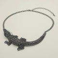 Rhinestone Paved Bold Alligator Accent Statement Necklace
