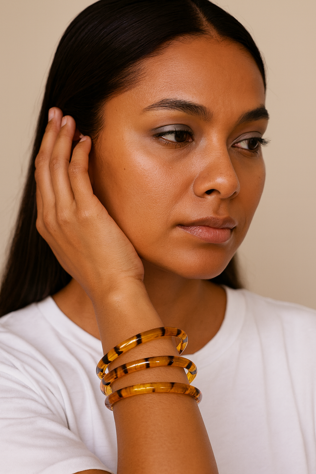 Set of 3 Translucent Lucite Resin Bangles