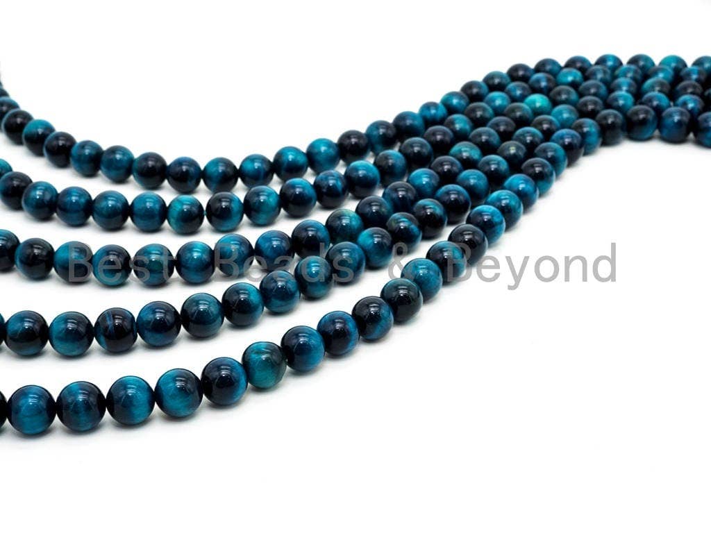 Quality Natural Enhanced Color Blue Tiger Eye Round Beads, 4mm/6mm/8mm/10mm/12mm/14mm, Blue Tiger Eye Gemstone, 15.5'' strand, SKU#U217
