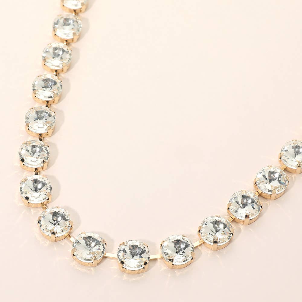 Round Cut Stone Cluster Link Evening Necklace