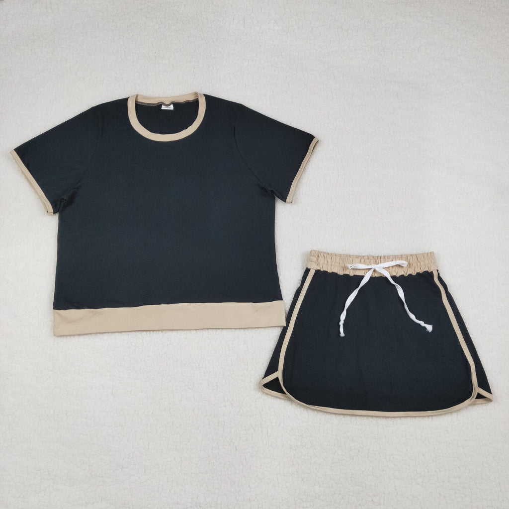 Women Black Cotton Shirts Skorts Shorts Bottom Outfits