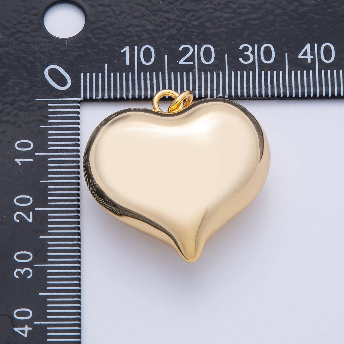 18K Gold Filled 30mm Minimalist Chubby Heart 3D Multidimensional Charm | AK123