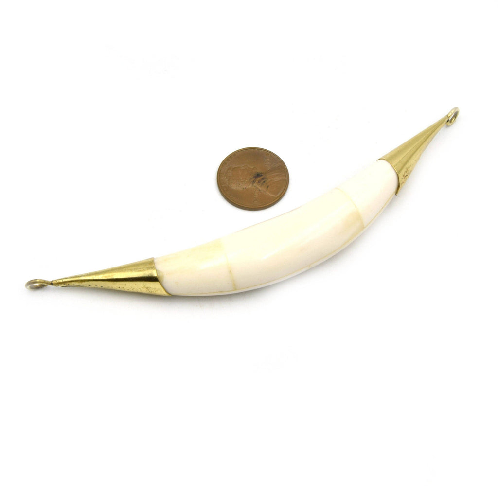 Curved Crescent Pendant | Ox Bone Double Bail Focal Pendant