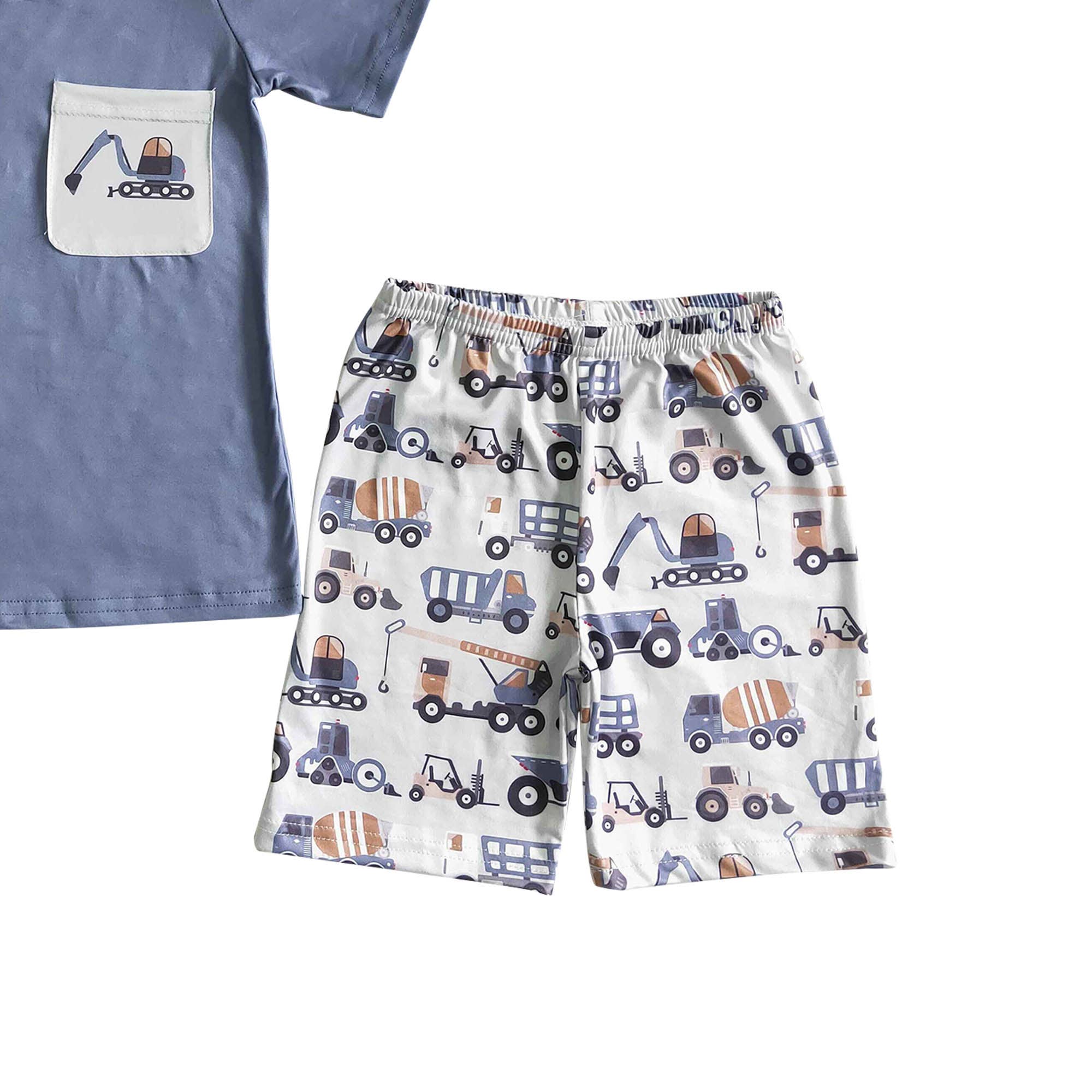 Baby boys Construction pocket summer shorts sets