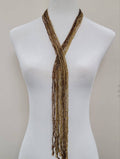 Seed Bead Multi-strand Long Necklace Features Scarf-Style