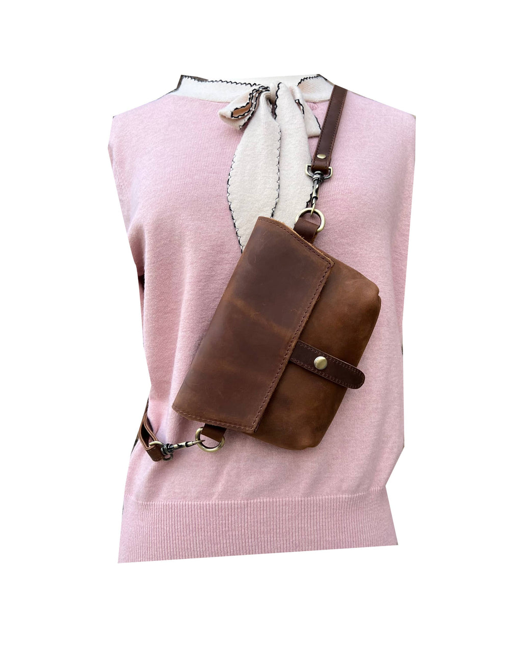 W022S crazy horse genuine leather crossbody