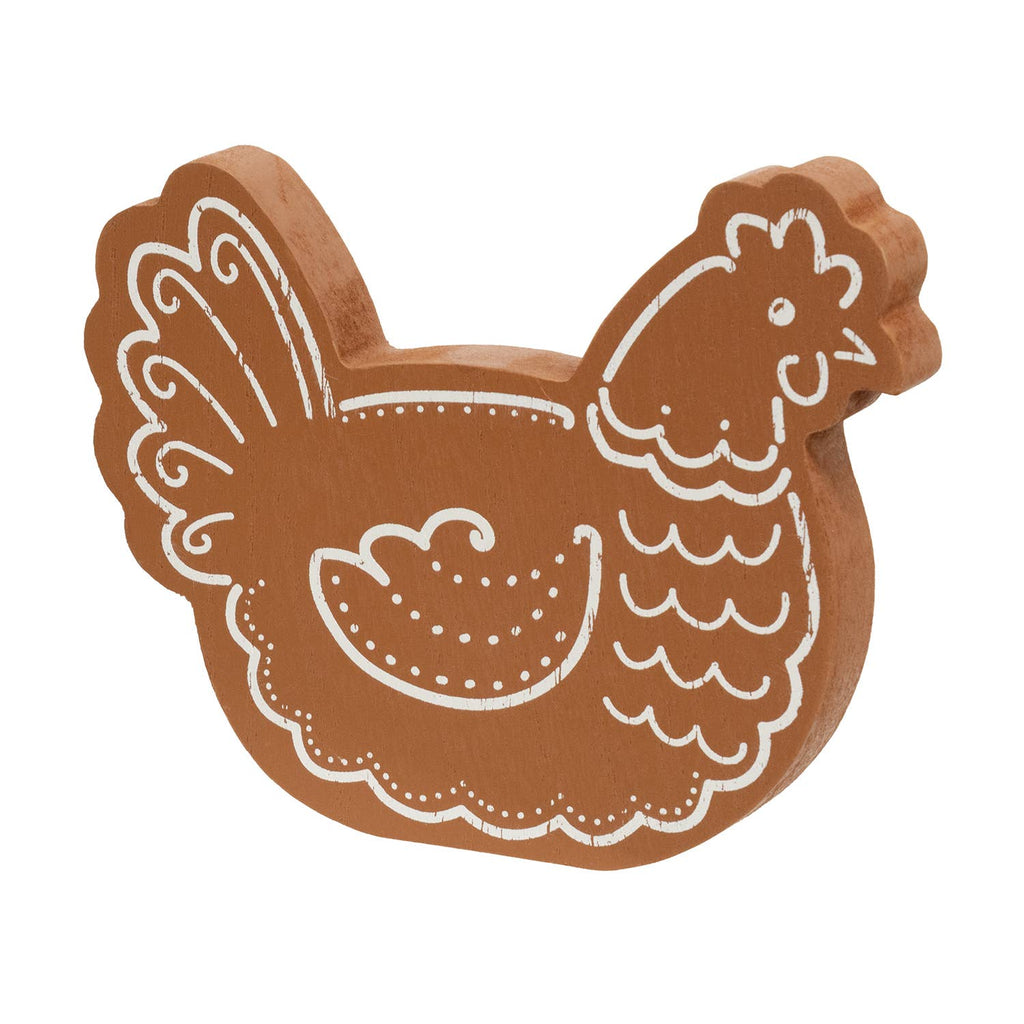 Wooden Gingerbread Farm Animal Sitter - 3 Assorted