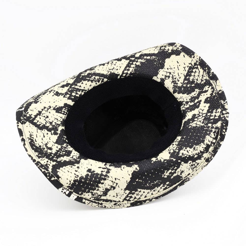 Steer Head Accent Snake Print Western Cowboy Hat