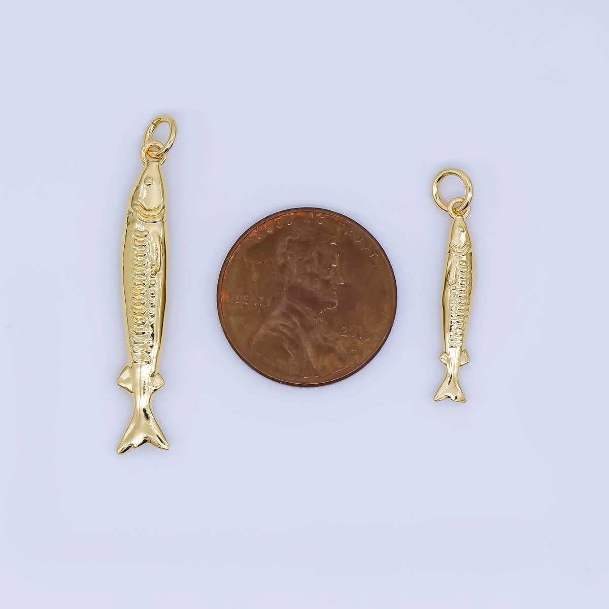 24K Gold Filled Small sardine charm Under The Sea Ocean Fish Pendant | AJ466 AJ467