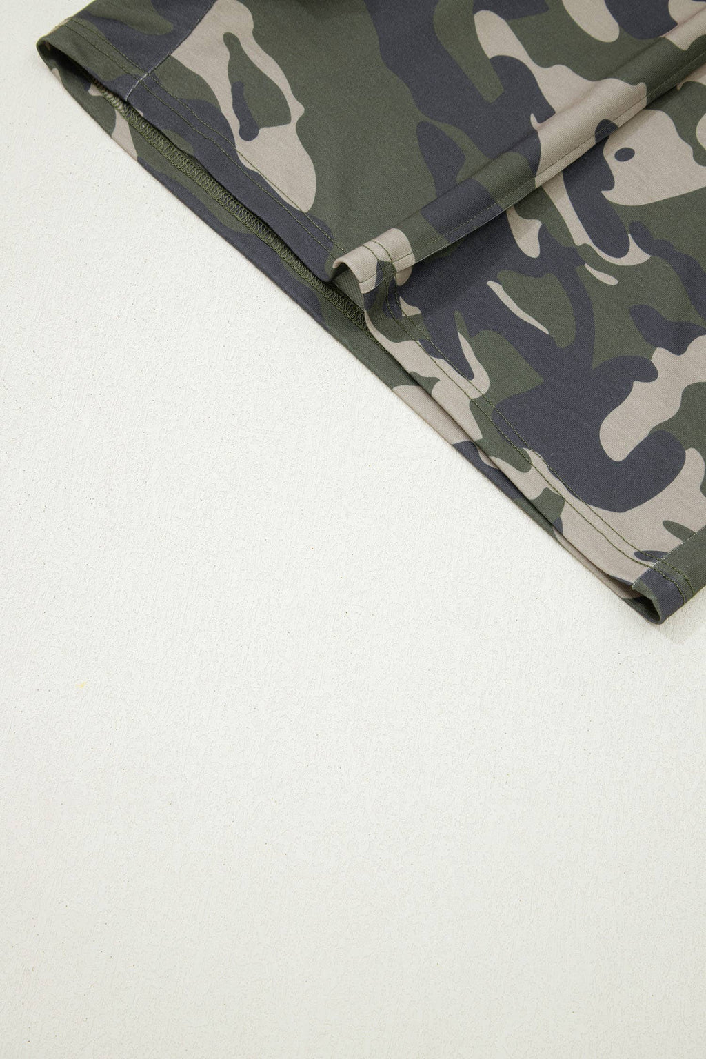 Tie Elastic Waist Pocketed Plus Size Camo Shorts
