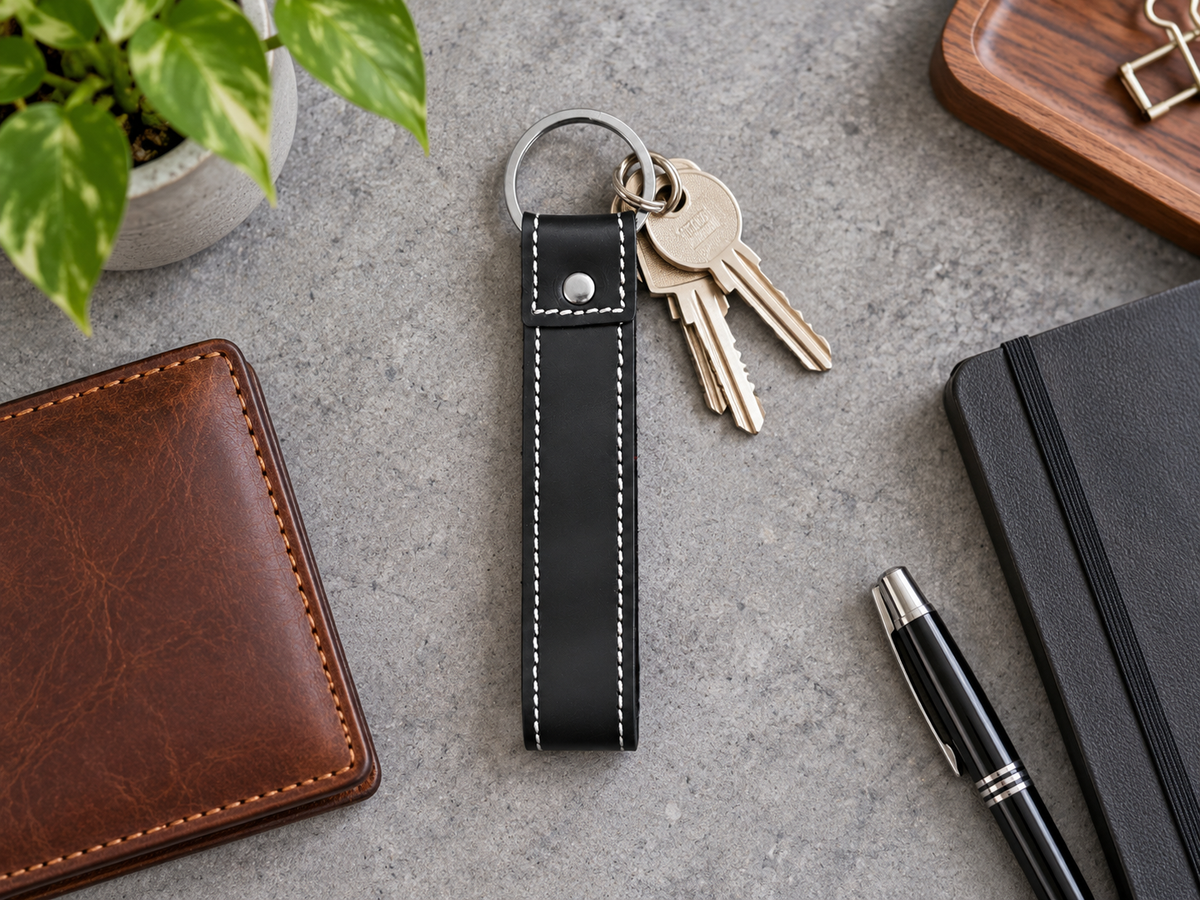 Genuine Leather Keychain, Keychain RIng, Handmade Key Tag
