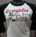 RDR Cowgirlin Black Sleeve Baseball Tee