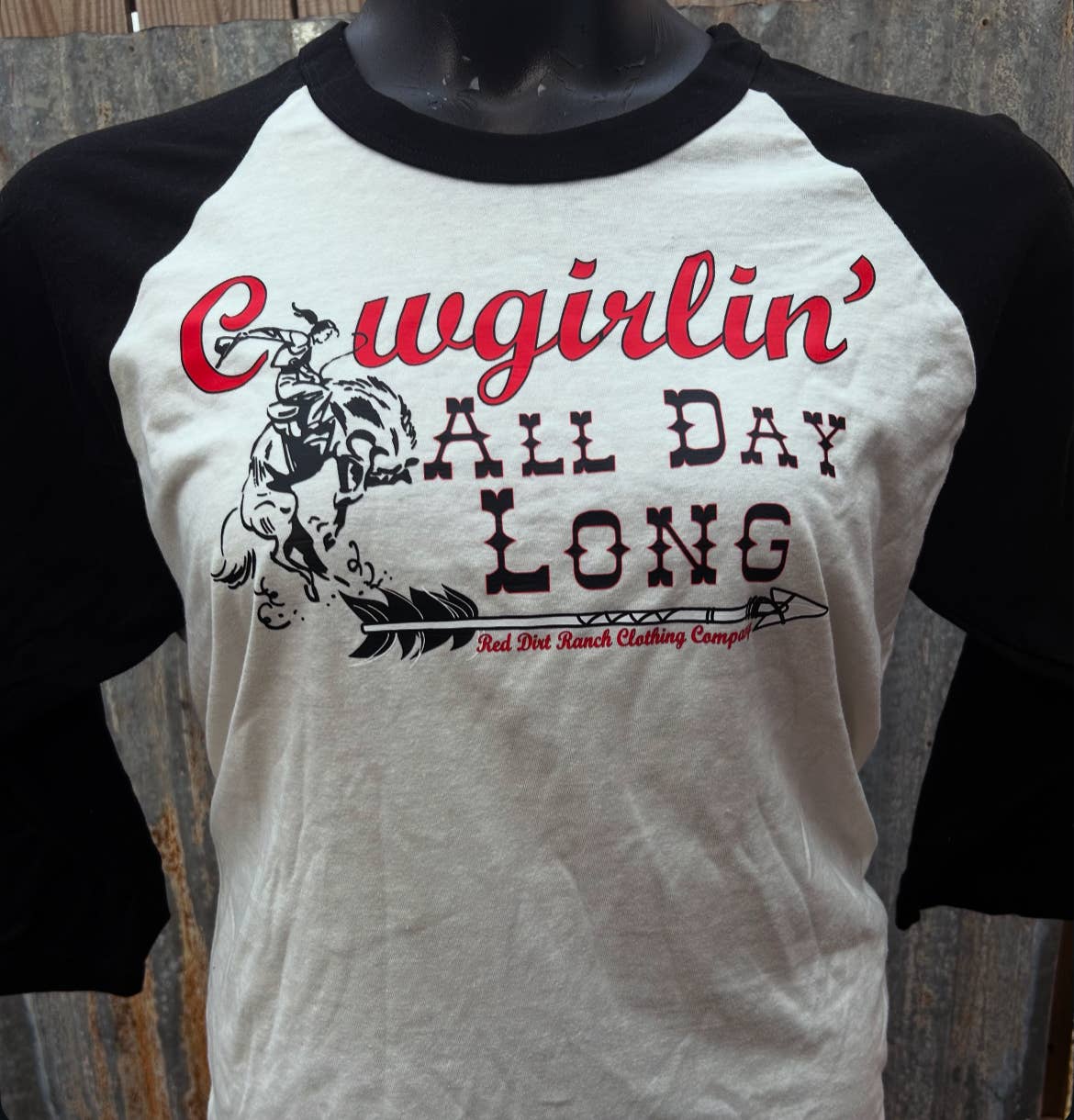 RDR Cowgirlin Black Sleeve Baseball Tee