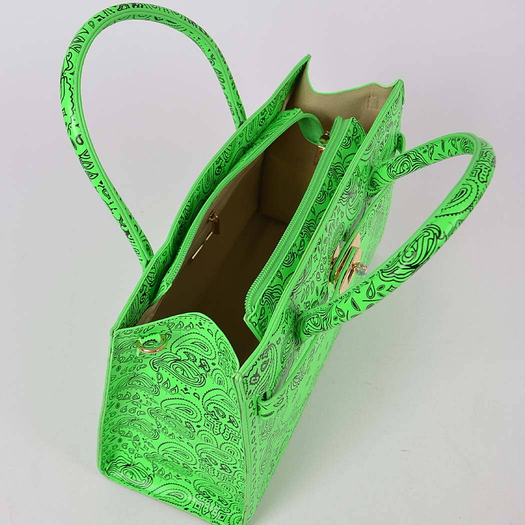 Neon Bandana Print Handles Tote Bag