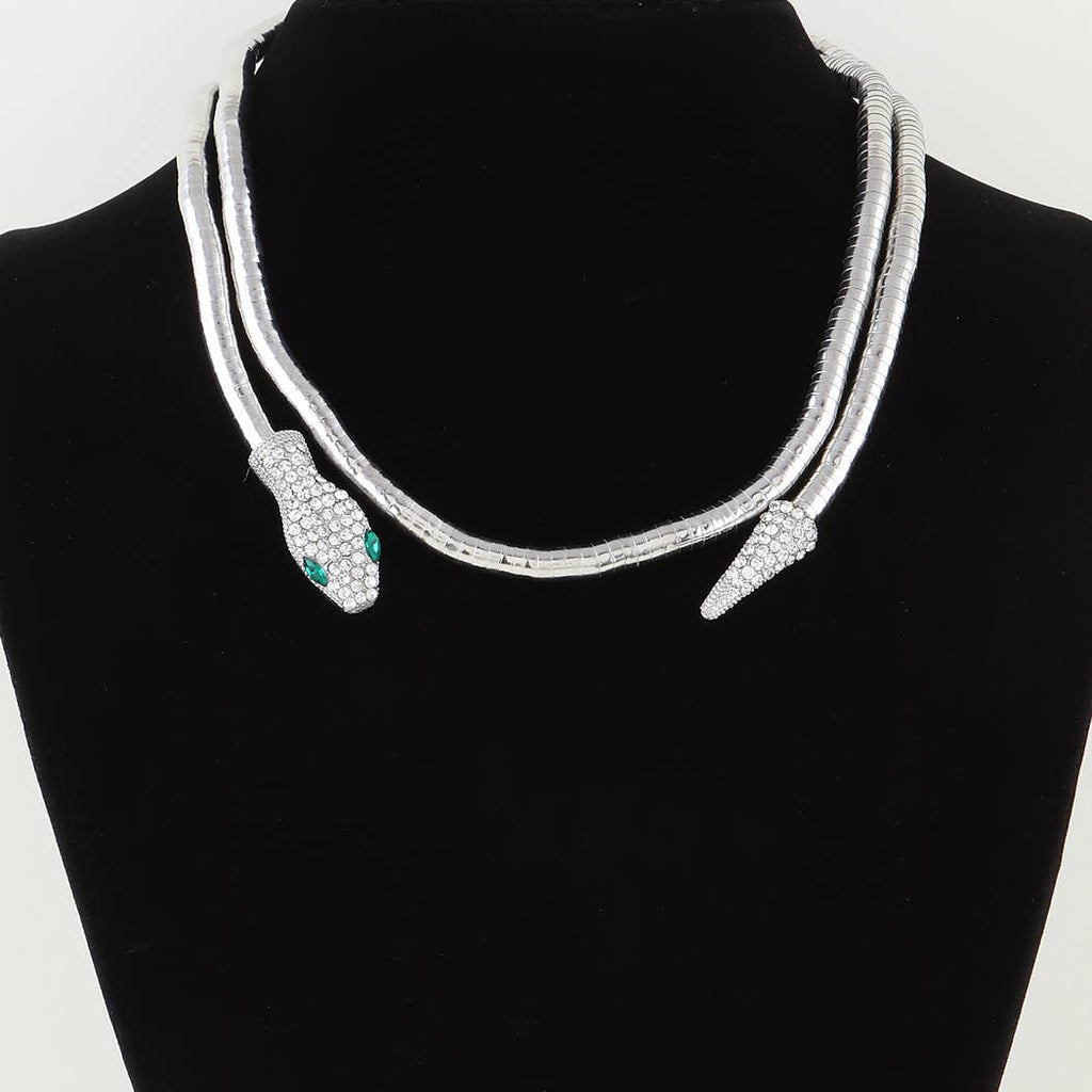 Jeweled Snake Wrap Necklace