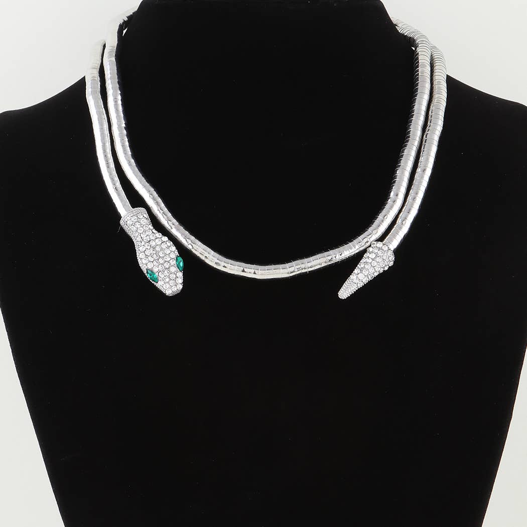 Jeweled Snake Wrap Necklace