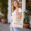 Silently Judging Your Plastic Bag Message Print Shoulder Tote Bag