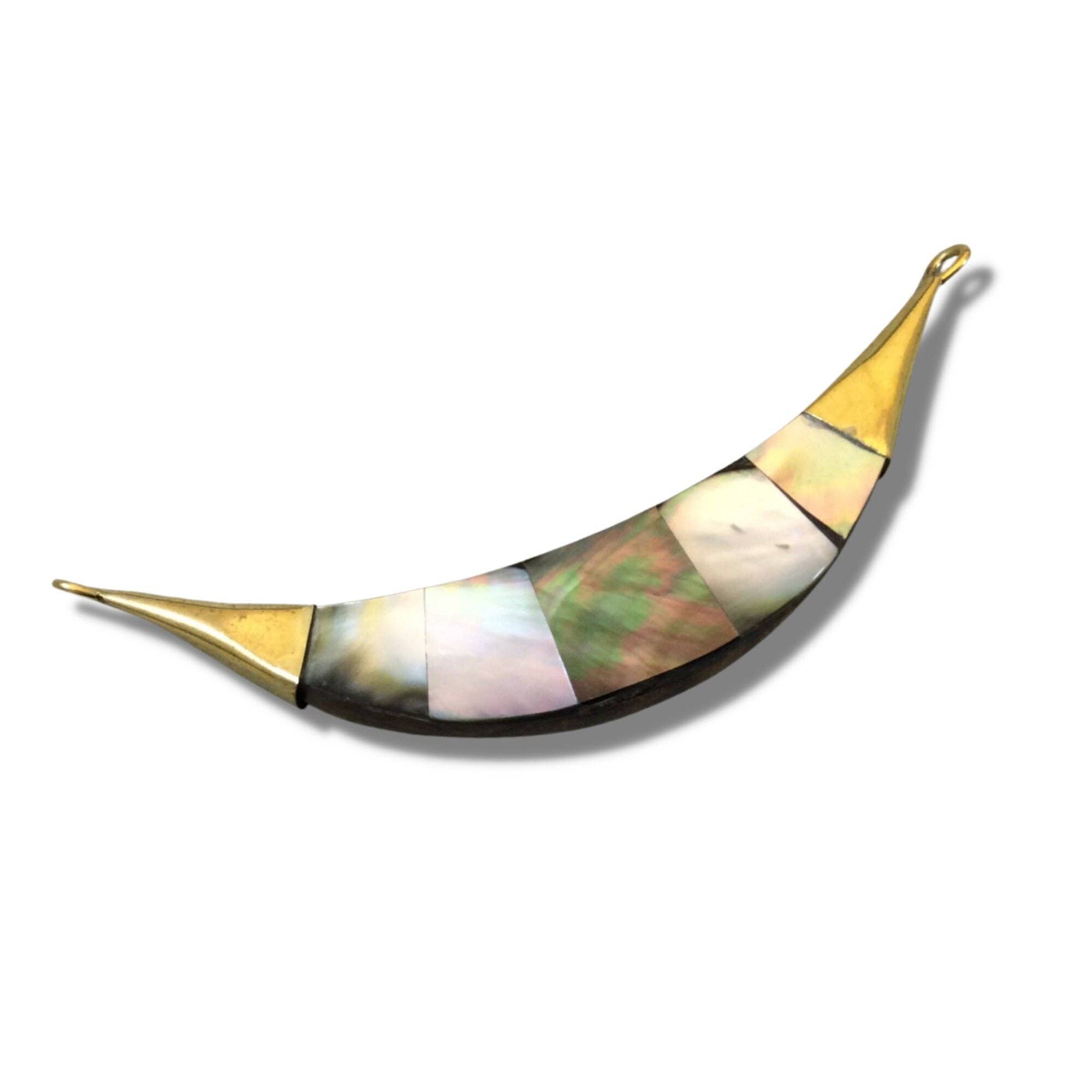 Abalone Banana Crescent Focal Pendant for Bohemian Jewelry