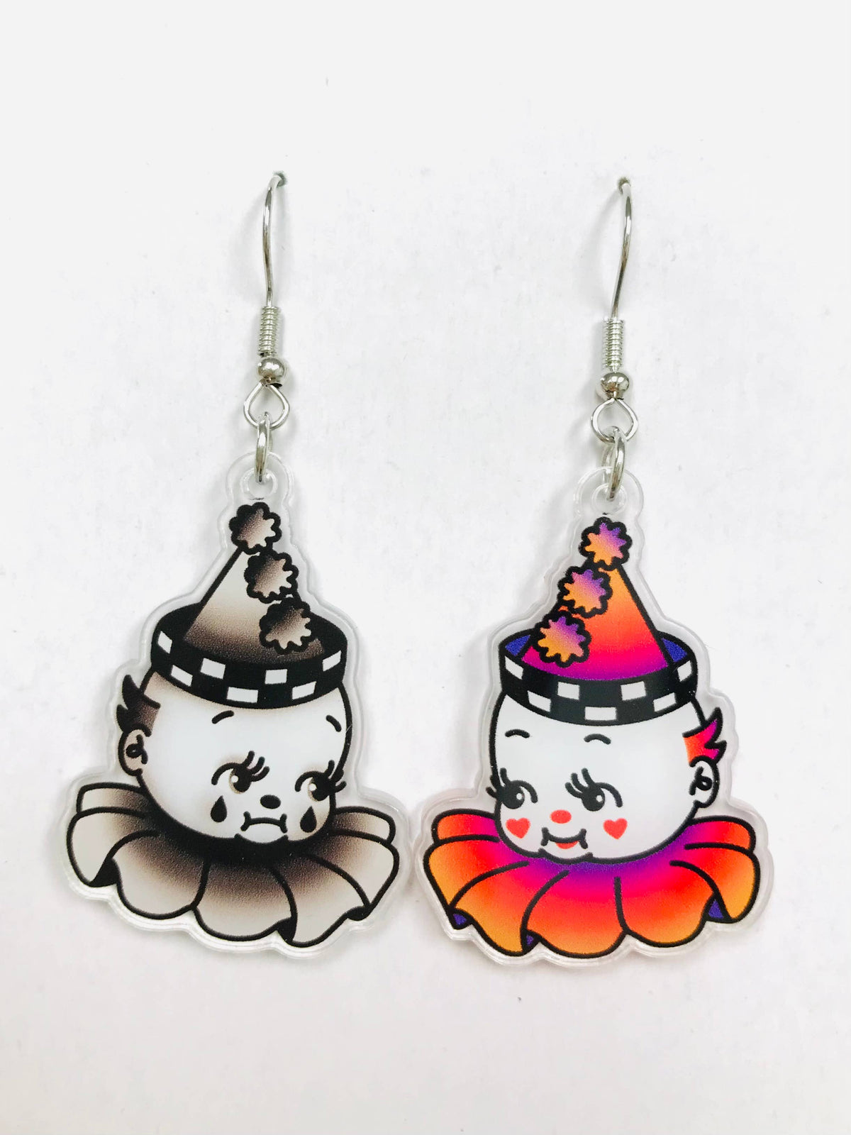 Acrylic Happy Clown Sad Clown Earrings